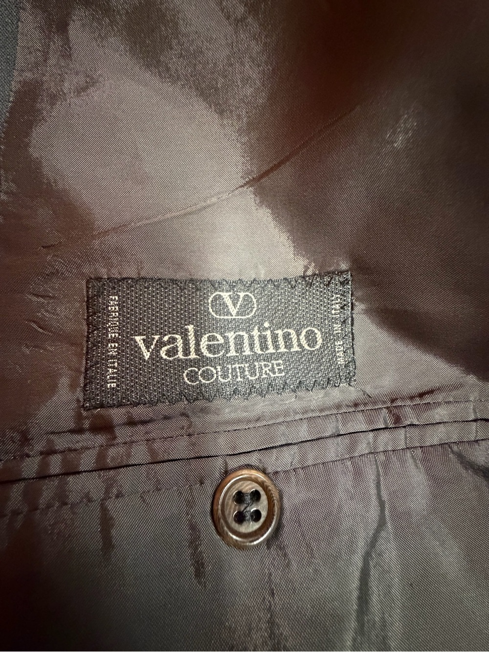 Vintage 90s Valentino Couture 46R Gray Pinstripe Double Breasted Blazer Italy